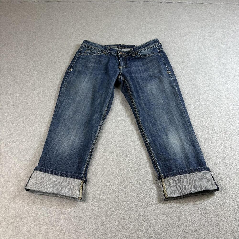 Peoples Liberation Jeans Women 29 Blue Irene Capri Cuffed Low Rise Denim USA Y2K